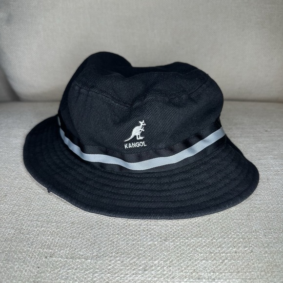 Kangol Original Bucket Fischer Fishing Hat Stripe Lahinch Cotton Black Medium - Picture 1 of 5